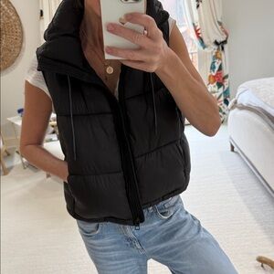 Zara Black Sleeveless Hooded Puffer Vest